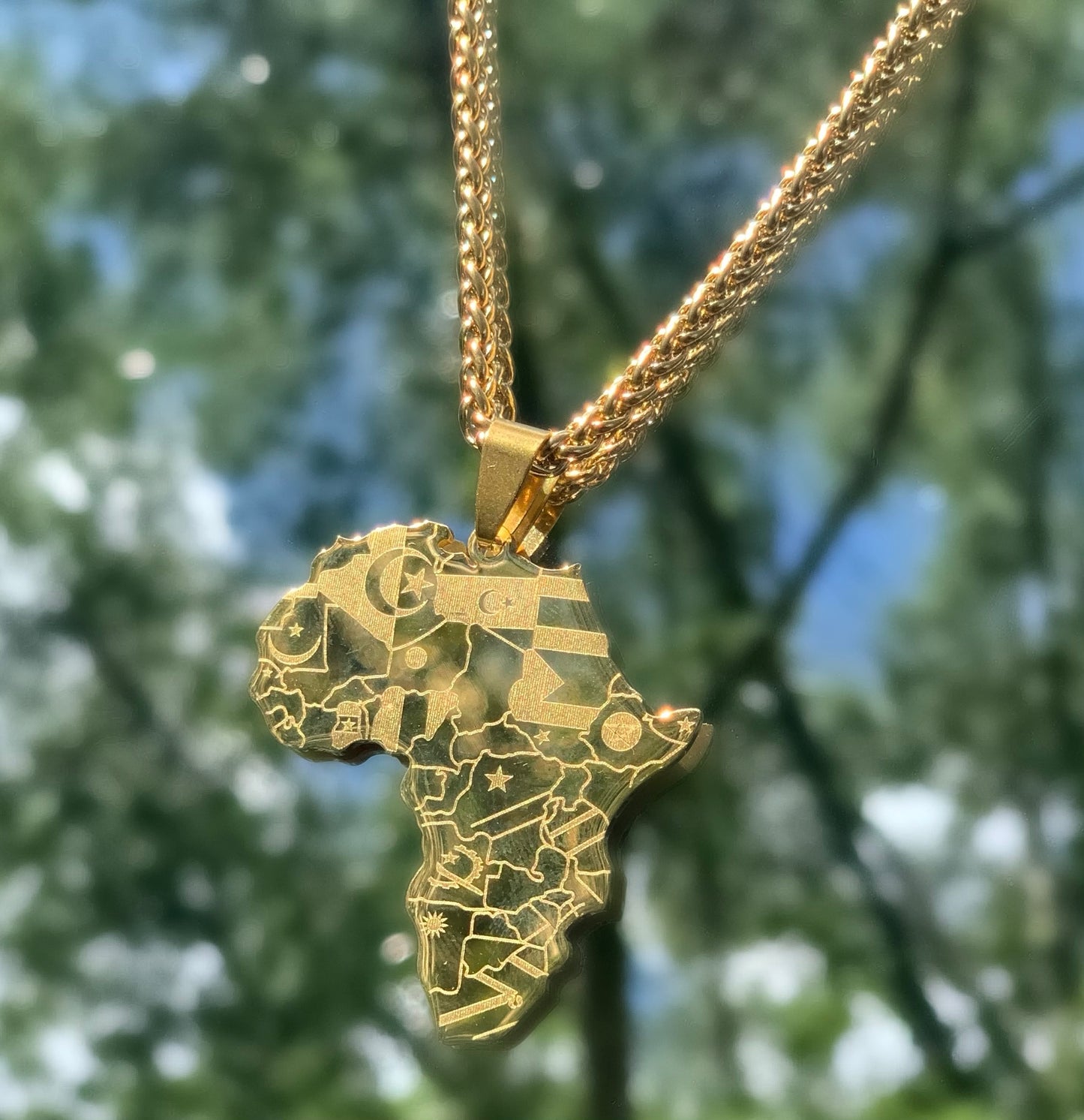 Gold African Continent With Flags